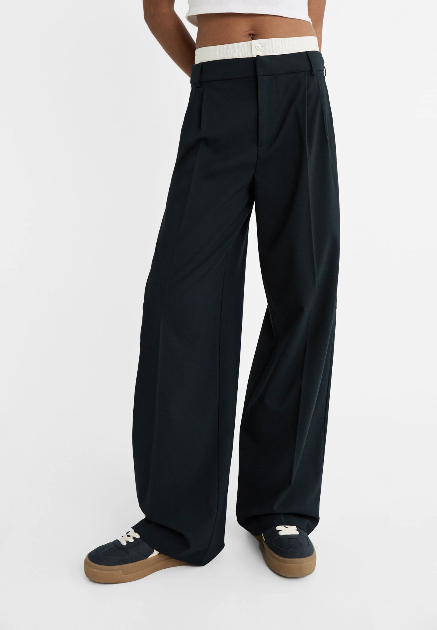 PANTALON DE VESTIR NEGRO DOBLE CINTURA