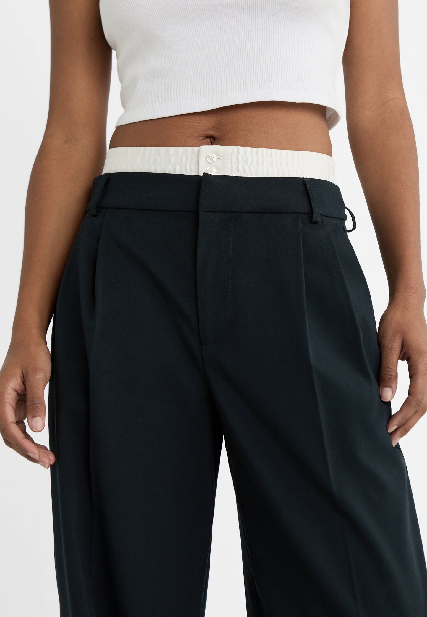 PANTALON DE VESTIR NEGRO DOBLE CINTURA
