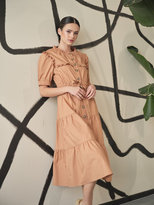 VESTIDO POPLIN APRICOT