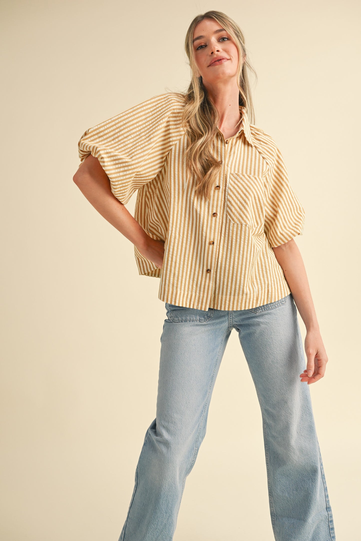 BLUSA STRIPED MUSTARD
