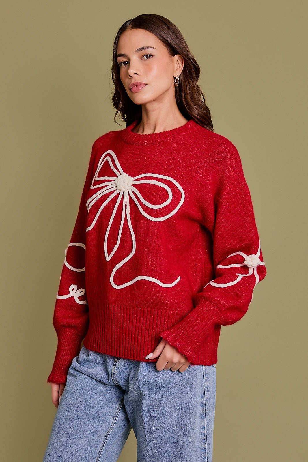 SWEATER RED BOW