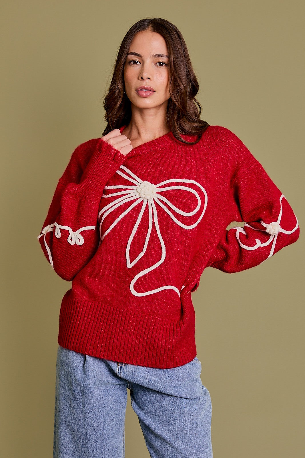 SWEATER RED BOW
