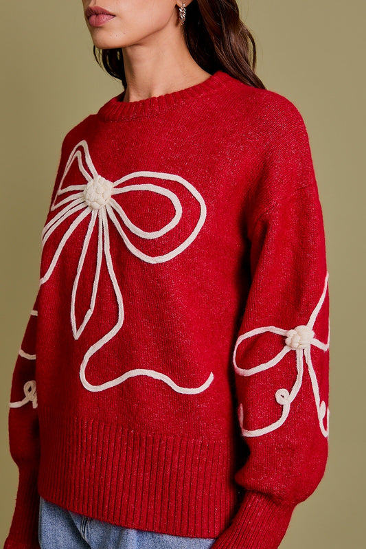SWEATER RED BOW