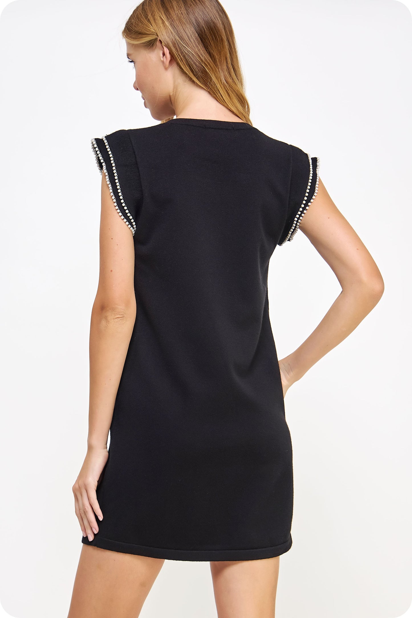 VESTIDO MANGAS PERLAS