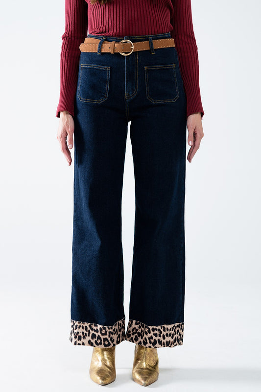 JEANS CUFFED ANIMALPRINT