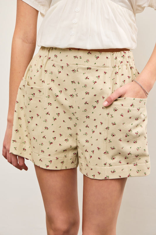 SHORT FLORAL TAUPE
