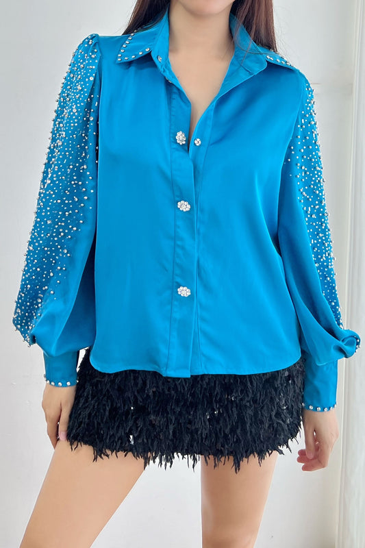 BLUSA BLUE RHINESTONES