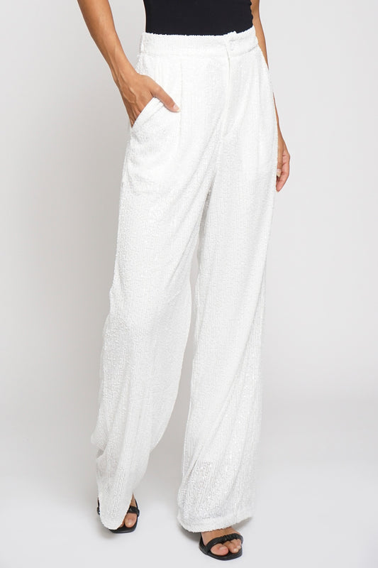 PANTALON LENTEJUELA BLANCO
