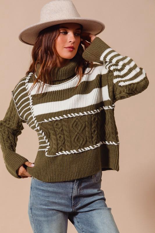 SWEATER OLIVE IVORY