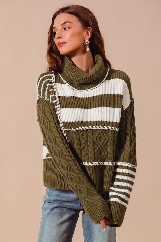 SWEATER OLIVE IVORY