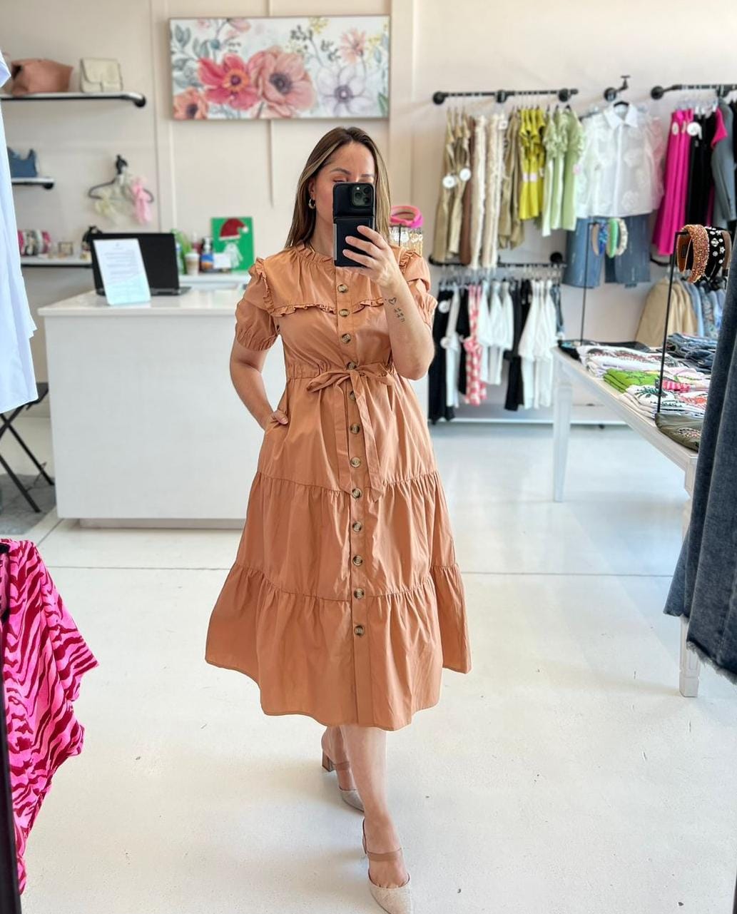 VESTIDO POPLIN APRICOT